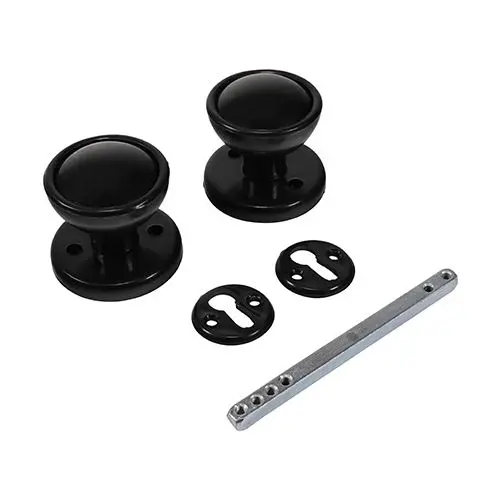 Timco Plastic Rim/Mortice Knob Set, Black, 50mm