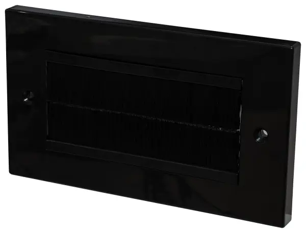 TUK 2 Gang Euro Brush Faceplate - Black