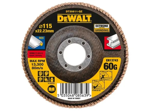 Dewalt Extreme Flap Disc 115 x 22,2 mm 60G