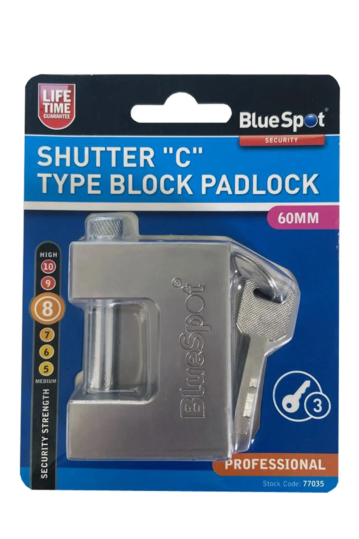 Blue Spot Tools 60mm Shutter C-Type Block Padlock