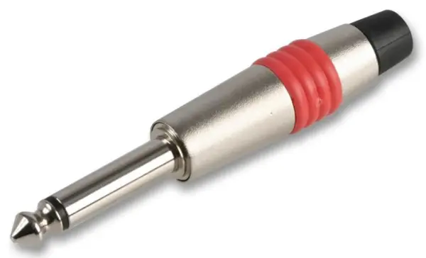 REAN 6.35mm 2-polige jackplug, Rood, Vernikkeld