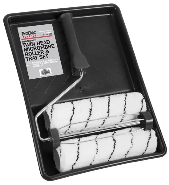 PRODEC ADVANCE 9 x 1.75 Inch Twin Microfibre Paint Roller Kit, 228mm x 44mm