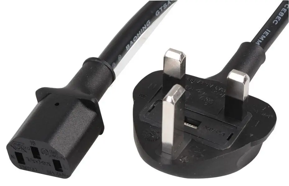 VOLEX 5A UK Mains to IEC C13 Power Lead, Black, 2m