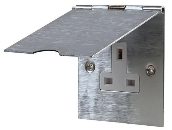 PRO ELEC Jednoduchá podlahová zásuvka 13A z nerezové oceli