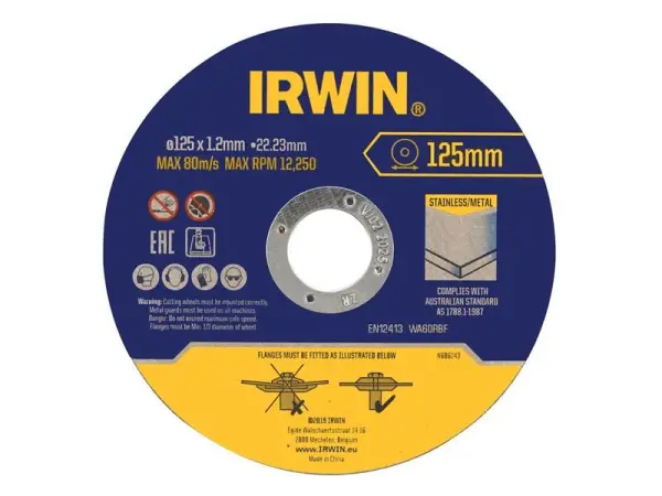 IRWIN® Cakera Pemotong Logam 125 x 1.2 x 22.2mm, Tin 10 Keping