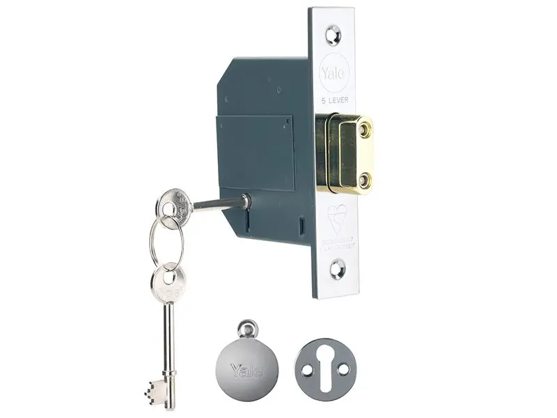 Yale PM562 BS 5 Lever Mortice Deadlock, Chrome, 81mm