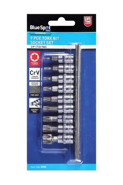 Blue Spot Tools - 9-teiliges 1/4 Zoll Torx-Bit-Steckschlüsselset (T10-T60)