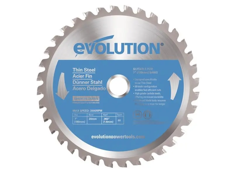 Evolution Thin Steel Cutting Saw Blade 180mm x 20mm, 36T