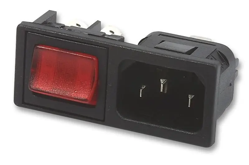 BULGIN POLYSNAP IEC Inlet with Red Switch, 10A, 250V