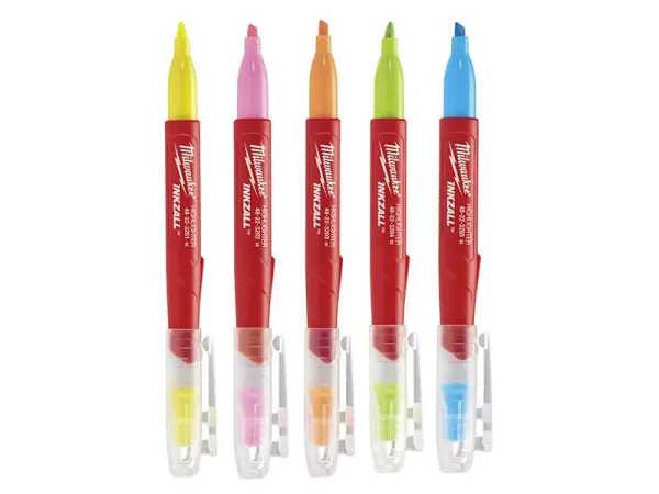 Milwaukee INKZALL™ Highlighter 5-Pack, Assorted Colours