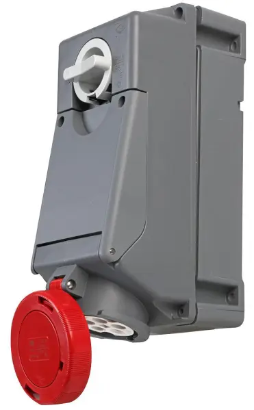 PRO POWER Tomada CEE Pesada 415V 16A com Interruptor, 3P+N+E, Vermelha