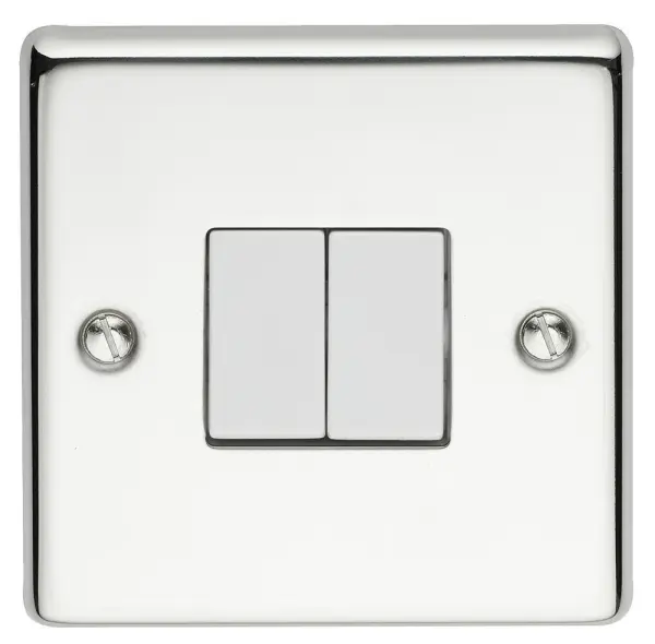 VOLEX 2-Gang 2-Way 10A Polished Chrome Light Switch