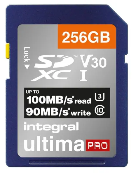 INTEGRAL UltimaPro 256GB SDHC UHS U3 V30 paměťová karta, 100MB/s
