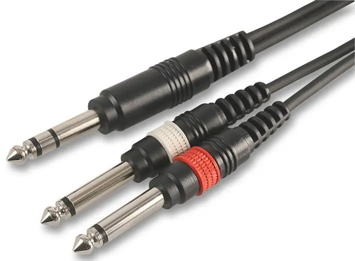 Pulse kabel 6,35 mm stereo jack na 2x mono jack, 3 m, černý
