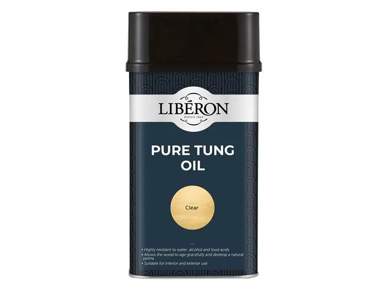 Liberon Pure Tung Oil, 1 Litre, Natural Wood Finish