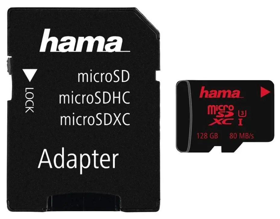 HAMA 128GB MicroSDHC UHS-1 記憶卡 (Class 3) 連SD轉接卡 - 80 MB/s