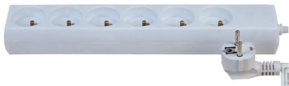PRO ELEC Prolunga a 6 Prese Schuko, 2m, 250V/16A, Bianca