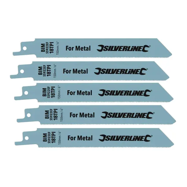 Silverline Bi-Metal Reciprocating Saw Blades 5pk, 18 TPI, 150mm