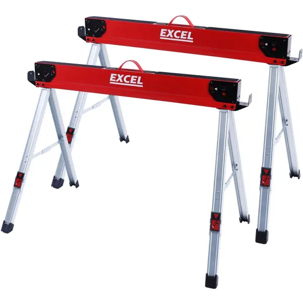 Excel 8502 Steel Folding Saw Horses, Twin Pack, 1178kg Capacity