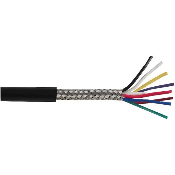 PRO-ELEC 8 Core Screened Cable, 0.2mm, Black, 100m