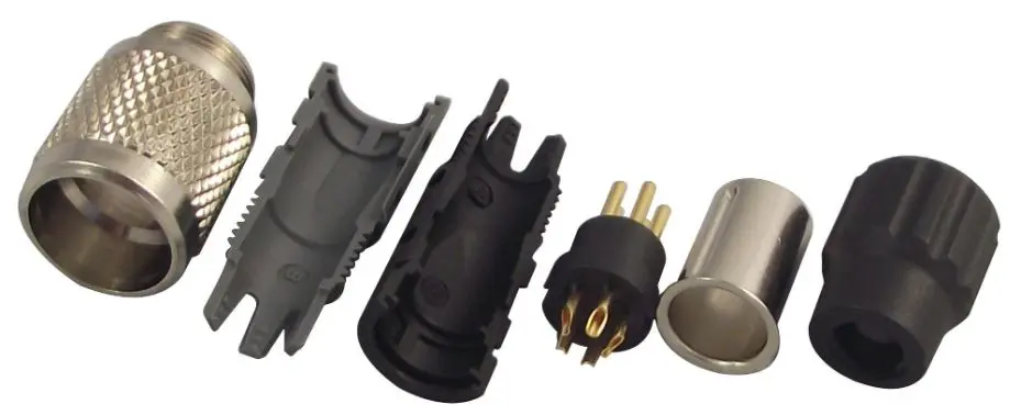 BINDER 711 Series 5-Way Circular Plug, M9 Locking, Gold Contacts