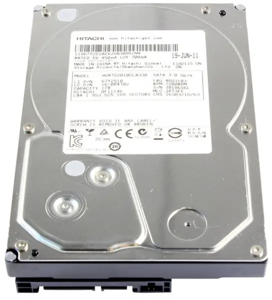 Hitachi Ath-Dhearbhaithe - Tiomáint Chrua Inmheánach SATA 3Gb/s 1TB 7200rpm