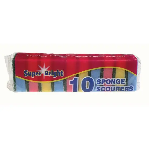 Super Bright Sponge Scourers, 10 Pack