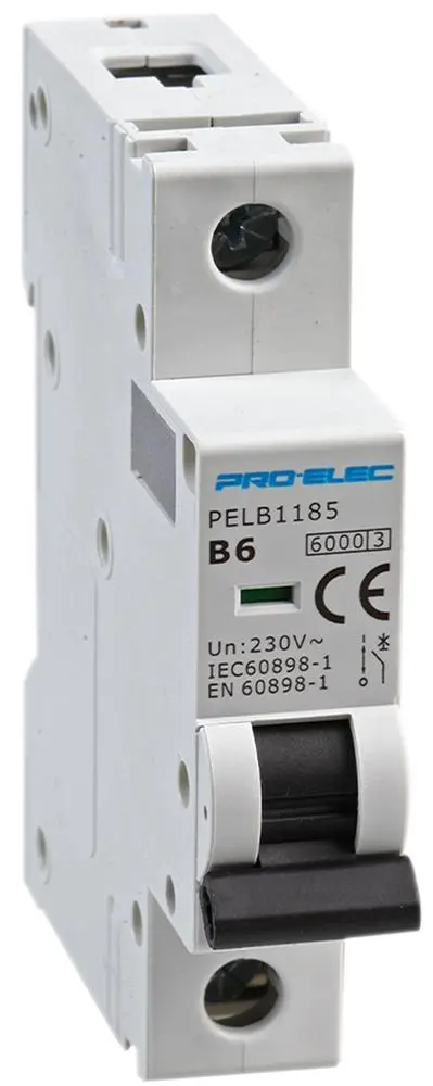 PRO ELEC מתג מפסק חד קוטבי 6A, עקומת B, 6kA