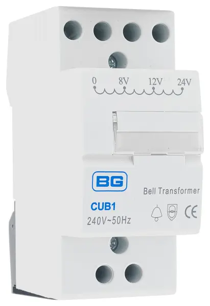 BG Electrical Bell Transformer DIN Rail 8-24V AC 1A