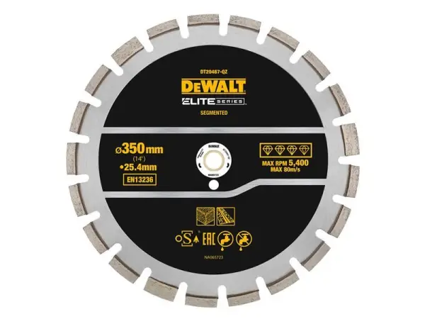 DEWALT Elite Series Asphalt Diamond Segmented Wheel, 350 x 25.4mm