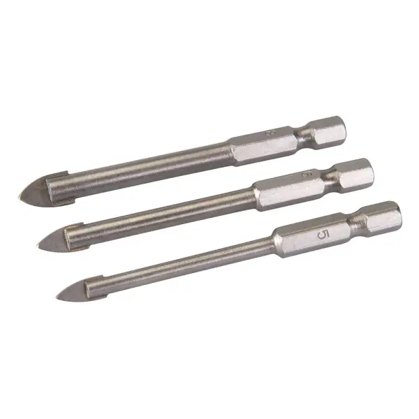 Silverline Hex Drive Tile & Glass Drill Bit Set - 5, 6 & 8mm