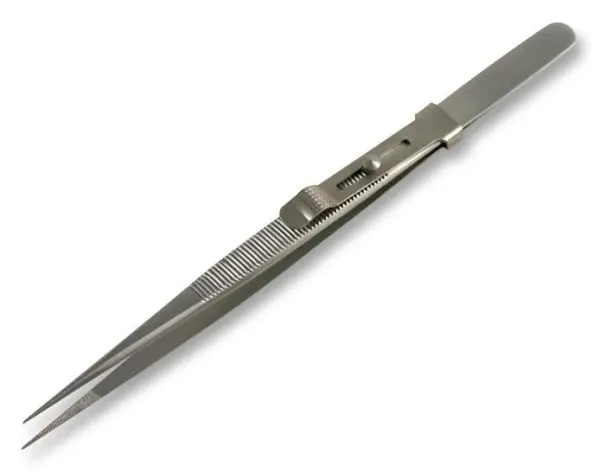 Shesto Fine Serrated Locking Stainless Steel Tweezers 160mm