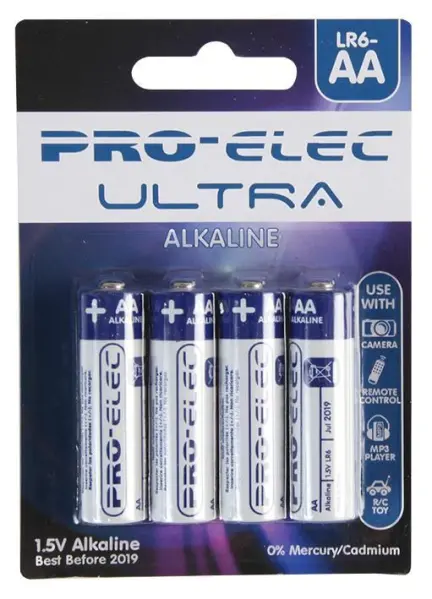 PRO ELEC Ultra Alkaline AA Batterijen 4-Pack