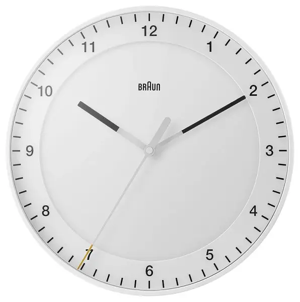 BRAUN BC17W Classic Large Analogue Wall Clock, White, 30cm