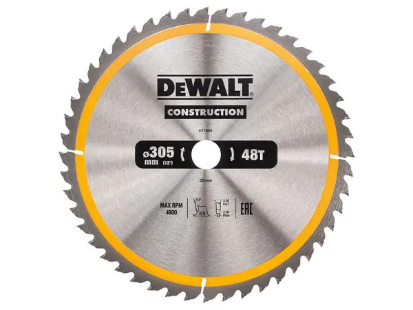 DEWALT Stationäre Kreissägeblatt für Bauholz 305 x 30 mm, 48 Zähne