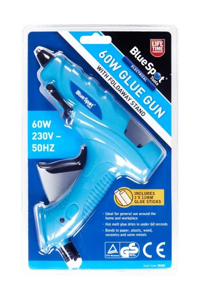 Blue Spot Tools 60瓦折叠支架热熔胶枪（含2根11mm胶棒）