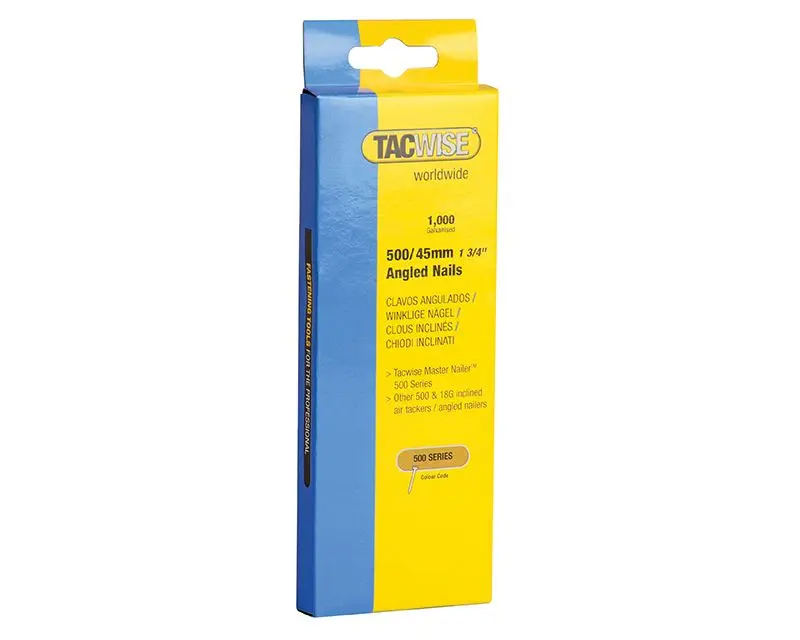 Tacwise 500 Series 18 Gauge Angled Nails, 45mm (1000 Pack)
