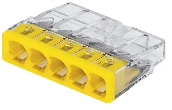 WAGO 5-Way PUSH WIRE® Splice Connector, 12-20AWG, 4mm, Yellow