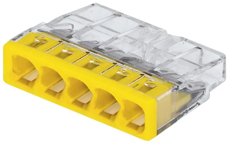 WAGO 5-Way PUSH WIRE® Splice Connector, 12-20AWG, 4mm, Yellow