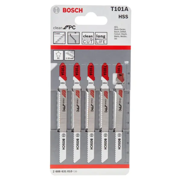 Bosch T101A Jigsaw Blades for Plastic 5-Pack