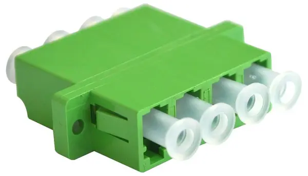 Blake UK Single Mode Fibre Quadplex Coupler LC/APC Flange Adaptor, Green