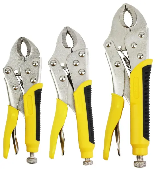 Rolson Tools 3 Piece Curved Jaw Locking Pliers Set (5”, 7”, 10”)