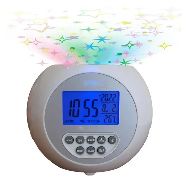 LIFEMAX Star Projection Alarm Clock White