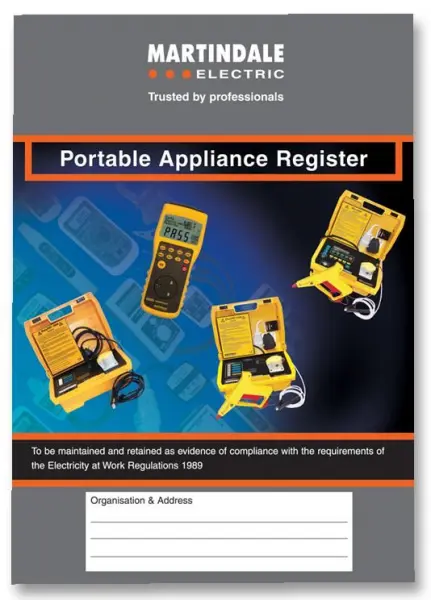 Martindale Electric PAT Test Log Book Register A5