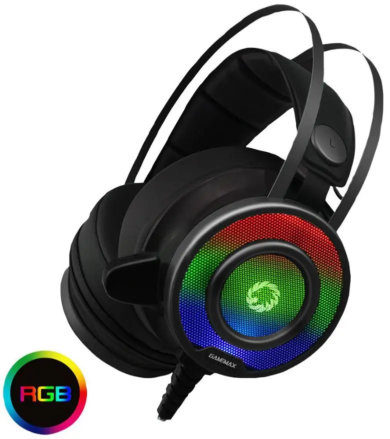 GAMEMAX Auriculares Gaming RGB con Cancelación de Ruido, Negro
