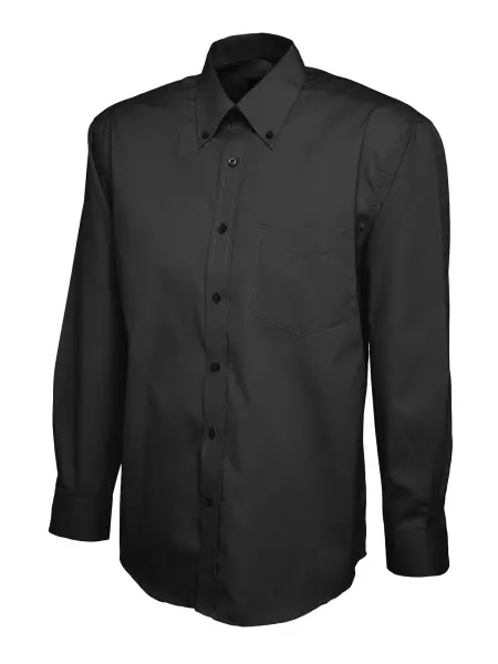 Men's Uneek Pinpoint Oxford Shirt - Black - Size 18.5
