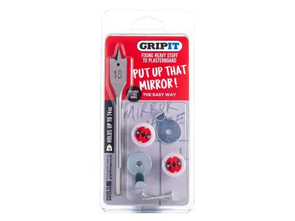 Gripit Mirror Kit for Plasterboard Walls, Clam Pack