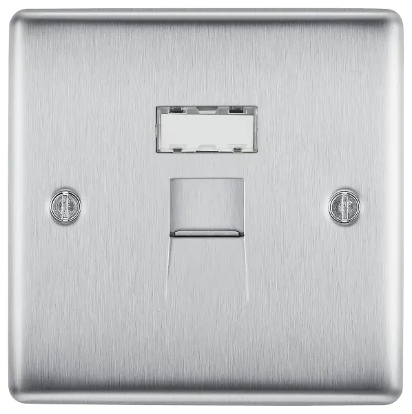 British General RJ45 Data Socket, 1 Gang, Brushed Steel
