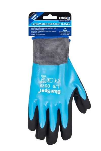 Gants résistants à l'eau en latex Blue Spot Tools - Taille grande