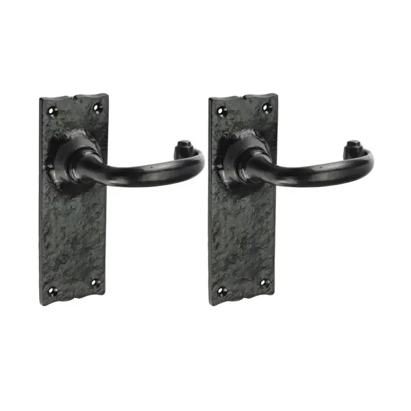 Timco Traditional Lever Latch Handles, Steel, Antique Black, 155 x 54mm, 2-Pack